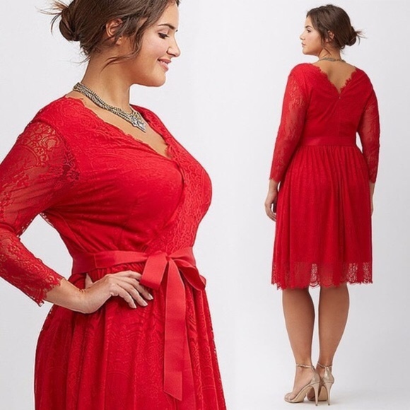 Lane Bryant Dresses & Skirts - NWT Lane Bryant Red Lace Dress size 18